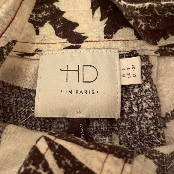 HD in Paris Anthropologie button down linen blend tank top women’s size 2 - Picture 4 of 6